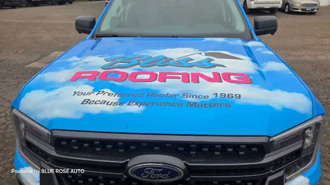 Full truck wrap for Bliss Roofing on Ford F-150 — Blue Rose Wraps Springfield OR